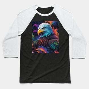 Multi Coloured Bald Eagle Hunting Baseball T-Shirt